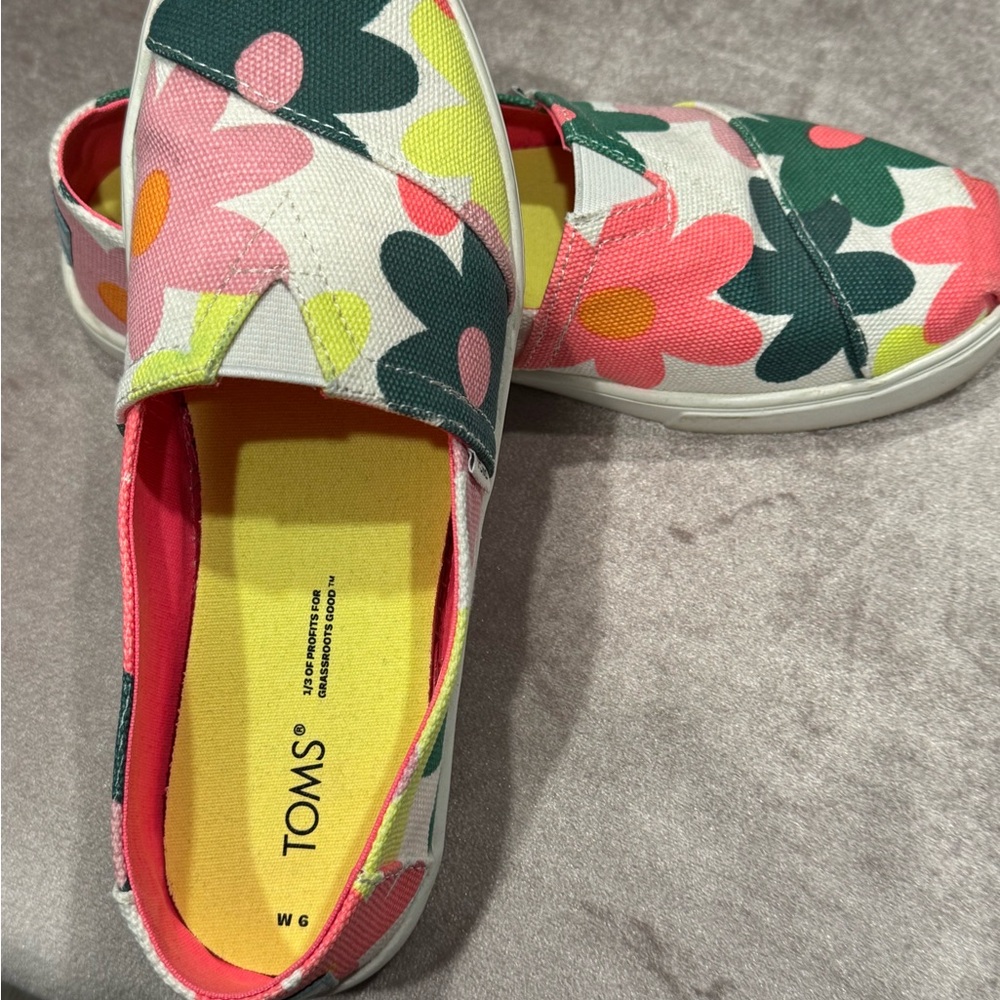 TOMS Multicolor Floral Canvas Slip-Ons